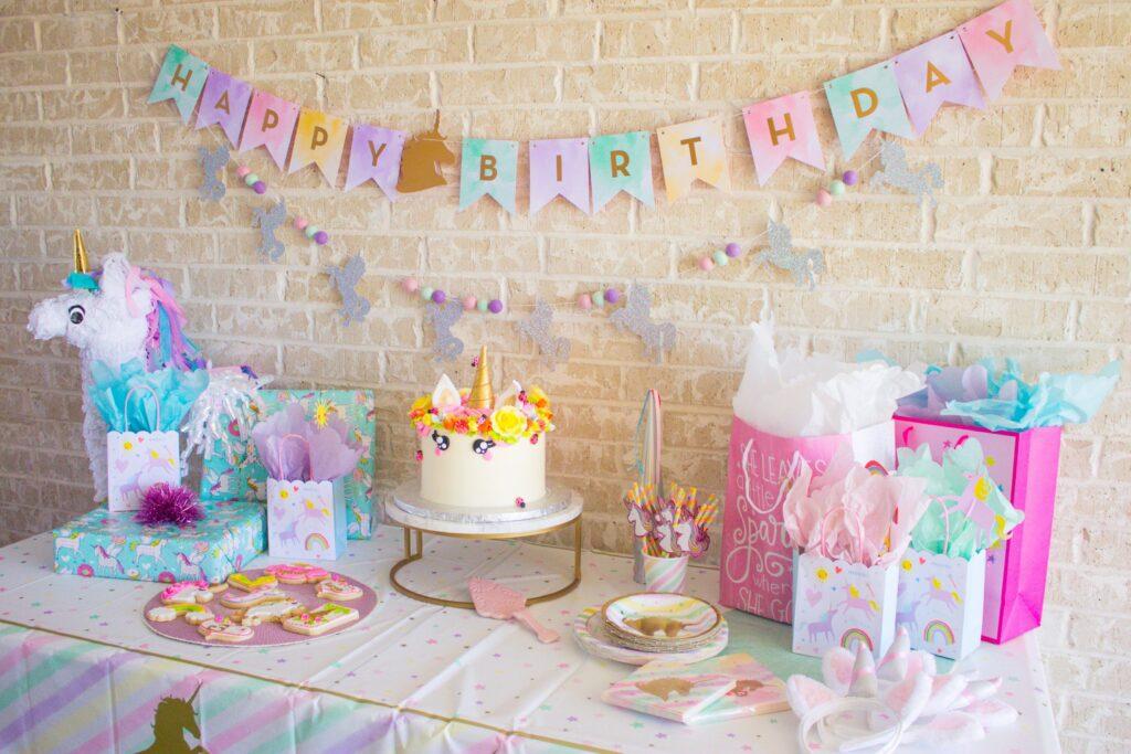 unicorn-themed birthday
